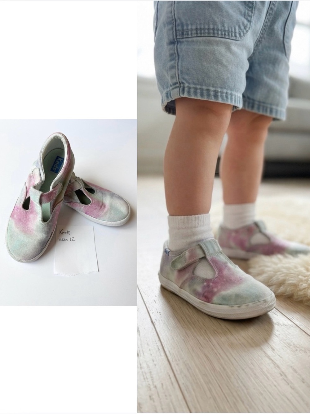 Keds Daphne T-Strap Girls Sneakers Size 12 Toddler Tie Dye Canvas Mary Jane